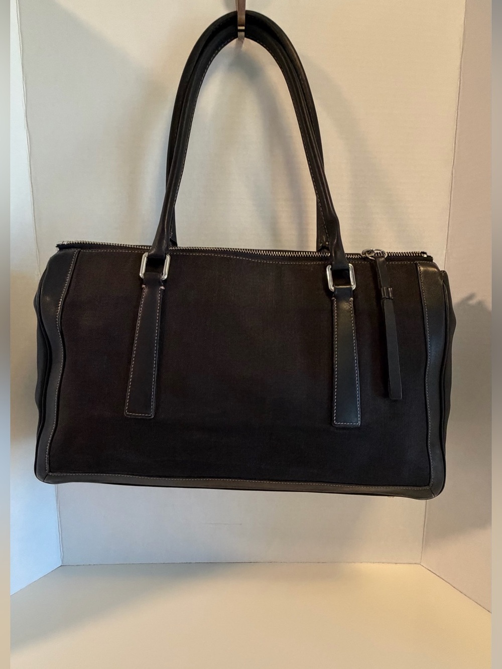 Y2K VTG Coach Bonnie Legacy black linen and leather shoulder bag